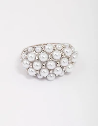 Silver Dome Pearl Cocktail Ring