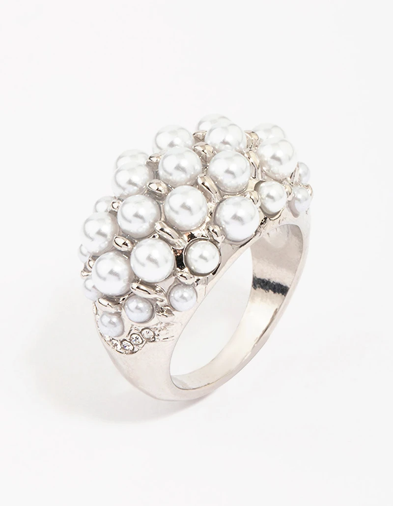 Bague cocktail Silver Dome Pearl