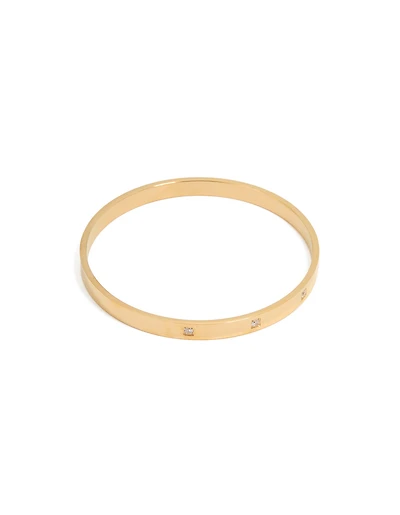 Bracelet plat plat triangulaire en zircone en acier inoxydable plaqué or imperméable