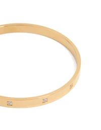 Bracelet plat plat triangulaire en zircone en acier inoxydable plaqué or imperméable