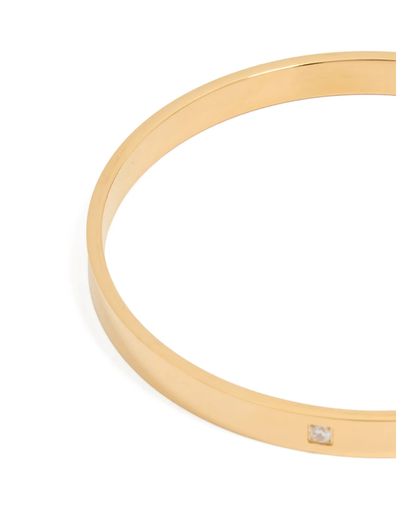 Bracelet plat plat triangulaire en zircone en acier inoxydable plaqué or imperméable