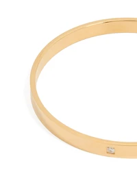 Bracelet plat plat triangulaire en zircone en acier inoxydable plaqué or imperméable