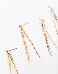 Gold Multi Chain Drop Earring 3-Pack