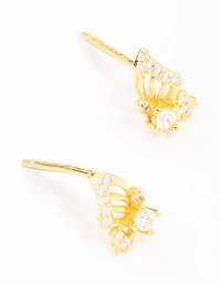 Boucles d’oreilles en ailes de papillon plaquées or en argent sterling