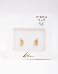 Gold Plated Sterling Silver Butterfly Wing Stud Earrings