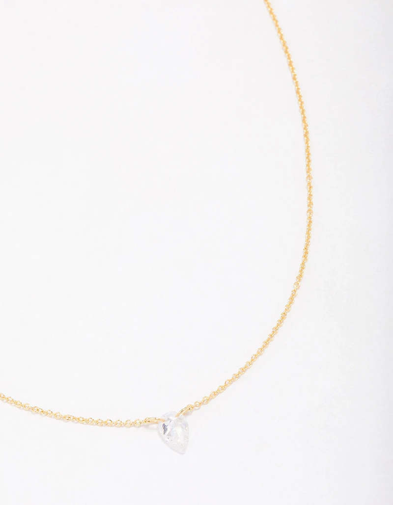 Gold Plated Sterling Silver Pear Cubic Zirconia Chain Necklace