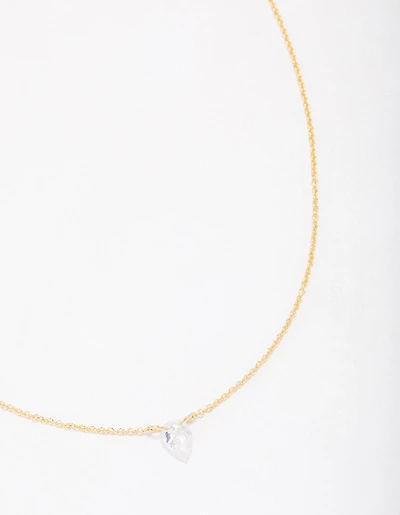 Gold Plated Sterling Silver Pear Cubic Zirconia Chain Necklace