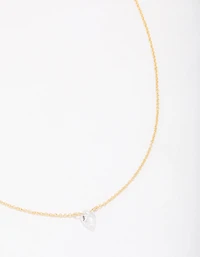 Gold Plated Sterling Silver Pear Cubic Zirconia Chain Necklace