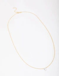 Gold Plated Sterling Silver Pear Cubic Zirconia Chain Necklace