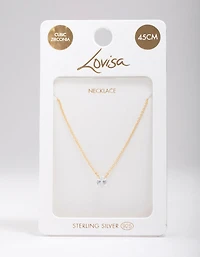 Gold Plated Sterling Silver Pear Cubic Zirconia Chain Necklace