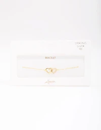 Gold Plated Sterling Silver Loop Heart Chain Bracelet