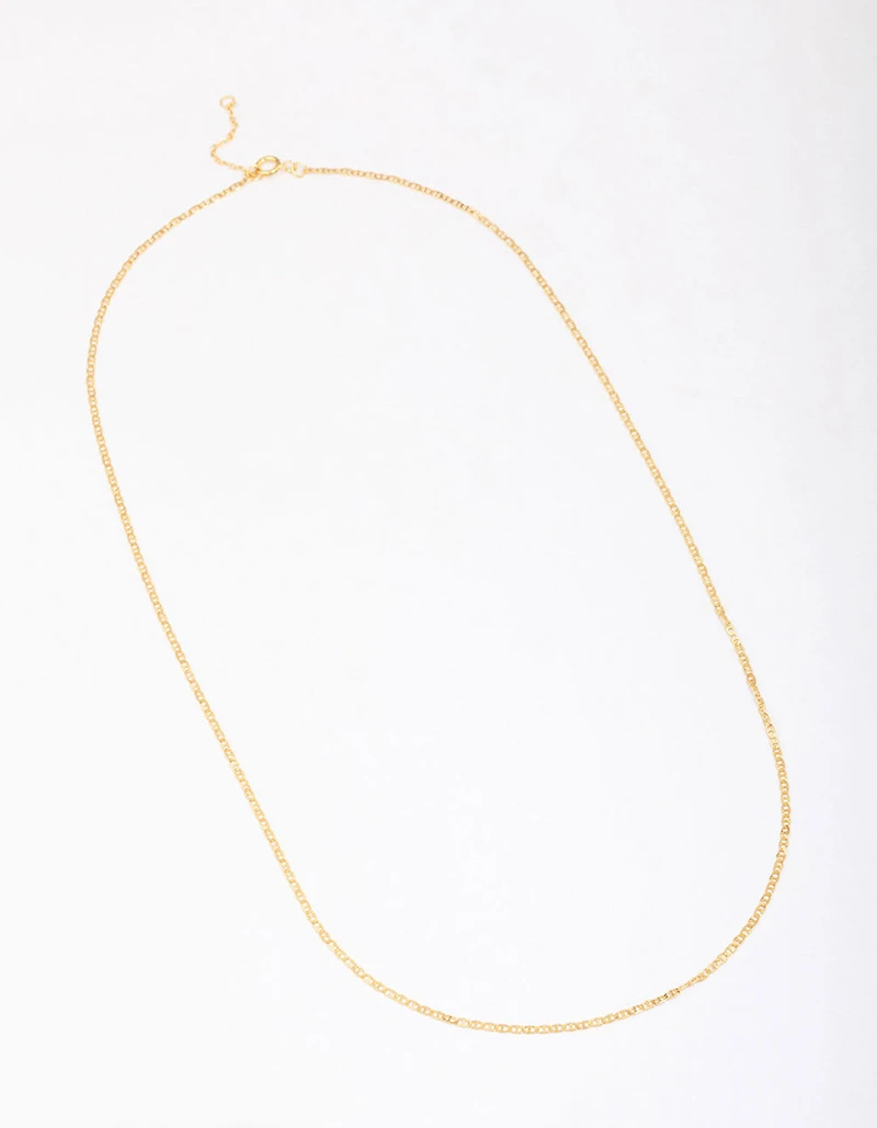 Gold Plated Sterling Silver Long Chain Necklace