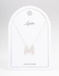 Letter Silver Plated Pave Pendant Initial Necklace
