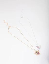 Kids Gold & Silver Butterfly Shaker Pendant Necklace Pack