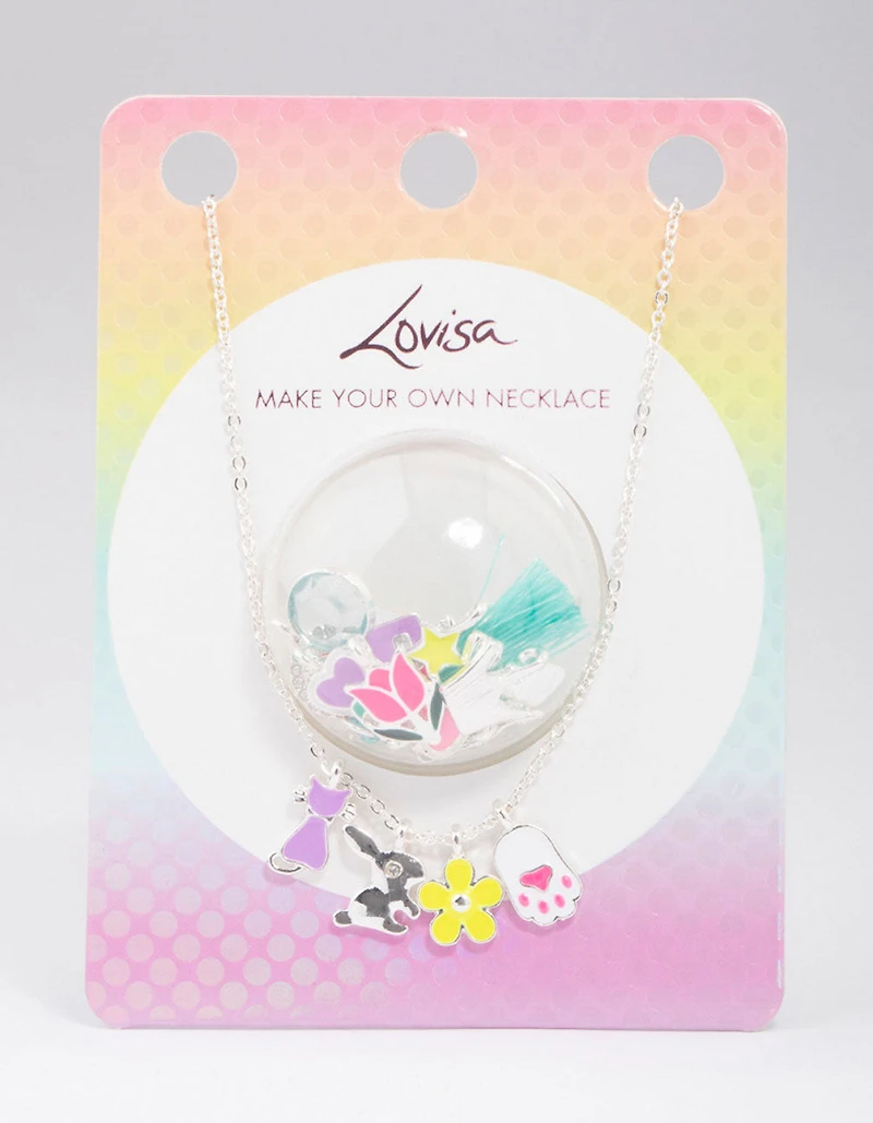 Kids Silver Make Your Own DIY Easter Bunny Charm Necklace