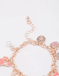 Kids Rose Gold Bunny Charm Bracelet