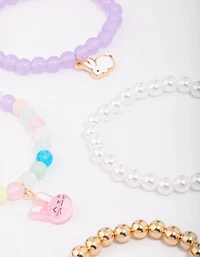 Kids Easter Bunny Flower Stretch Beaded Bracelets 5-Pack