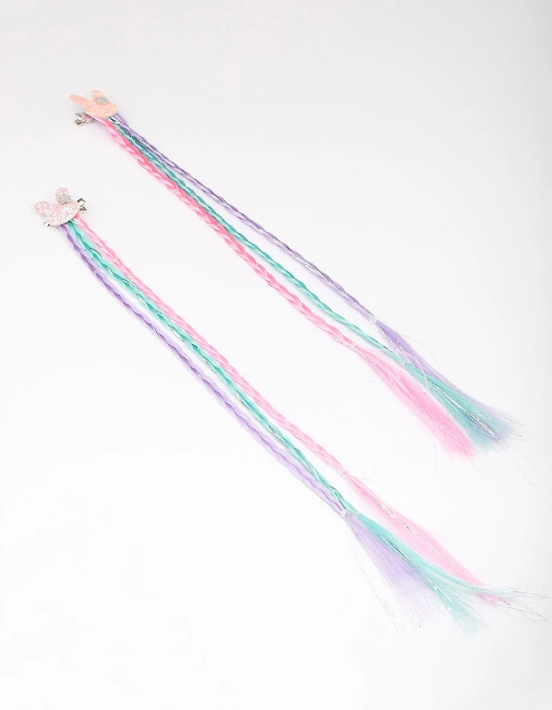 Pince pour extensions de cheveux tressées en forme de lapin pastel pour enfants