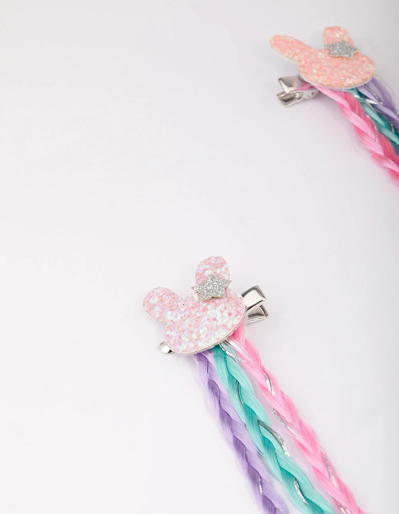 Pince pour extensions de cheveux tressées en forme de lapin pastel pour enfants