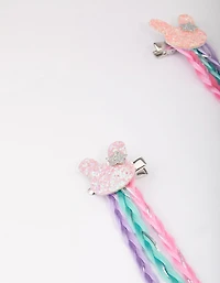 Pince pour extensions de cheveux tressées en forme de lapin pastel pour enfants