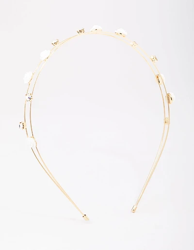 Kids Rose Gold Diamante Flower Headband