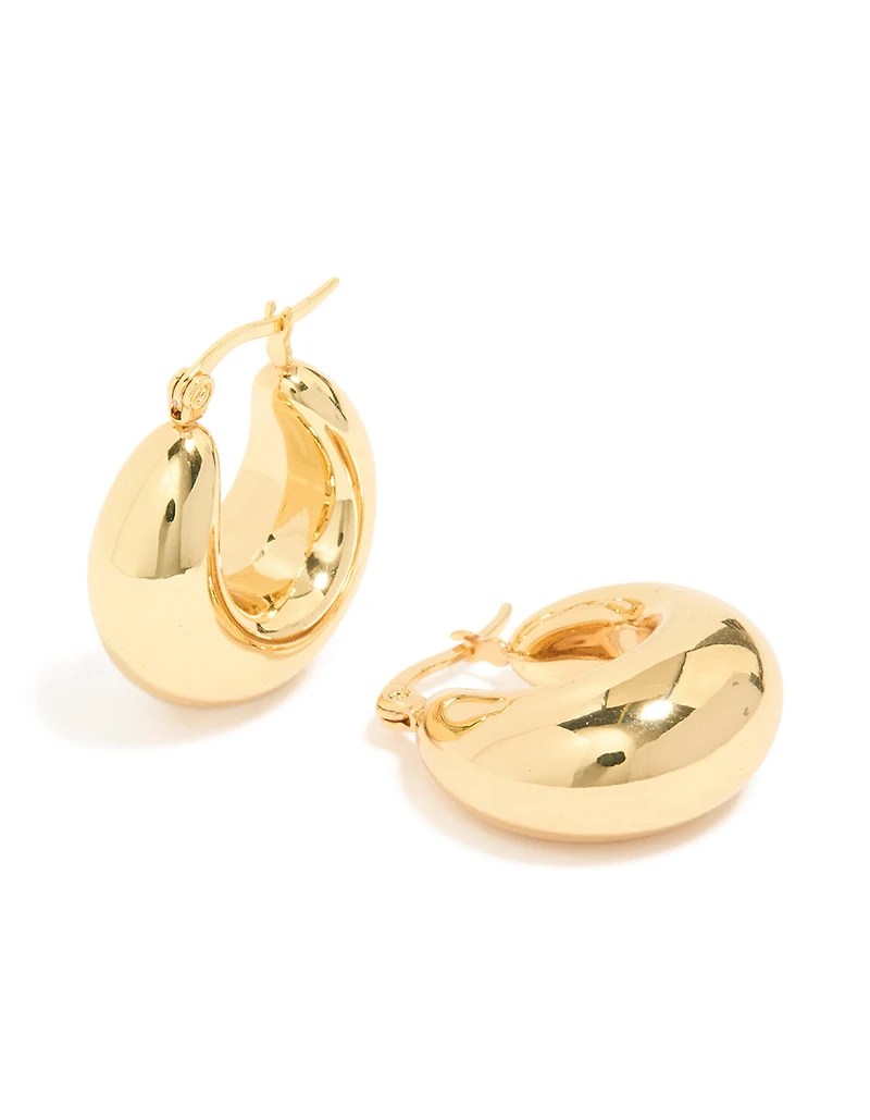 Waterproof Gold Plated Stainless Steel Full Bubble Hoop Earrings