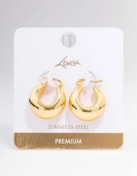 Waterproof Gold Plated Stainless Steel Full Bubble Hoop Earrings