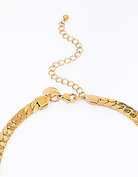 Waterproof Gold Plated Stainless Steel Flat Curb Chain Necklace