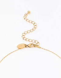 Waterproof Gold Plated Stainless Steel Thin Baguette Round Cubic Zirconia Pendant Necklace