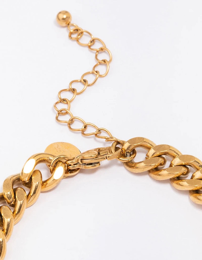 Waterproof Gold Plated Stainless Steel Curb Chain Bracelet