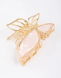 Gold Butterfly Acrylic Hair Claw Clip