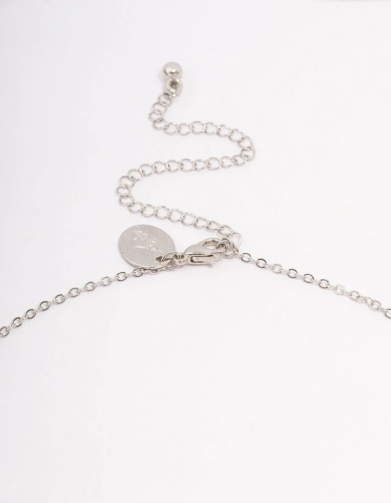 Silver Sapphire Stone Drop Necklace