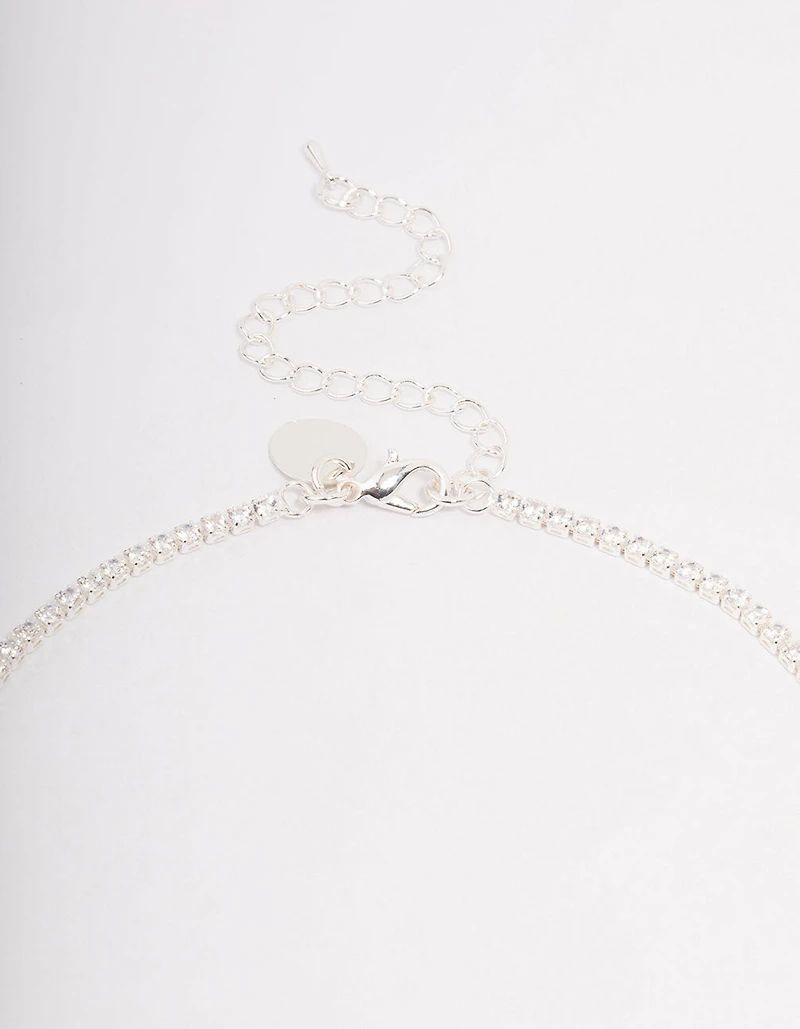 Silver Solitaire Necklace & Earring Jewellery Set