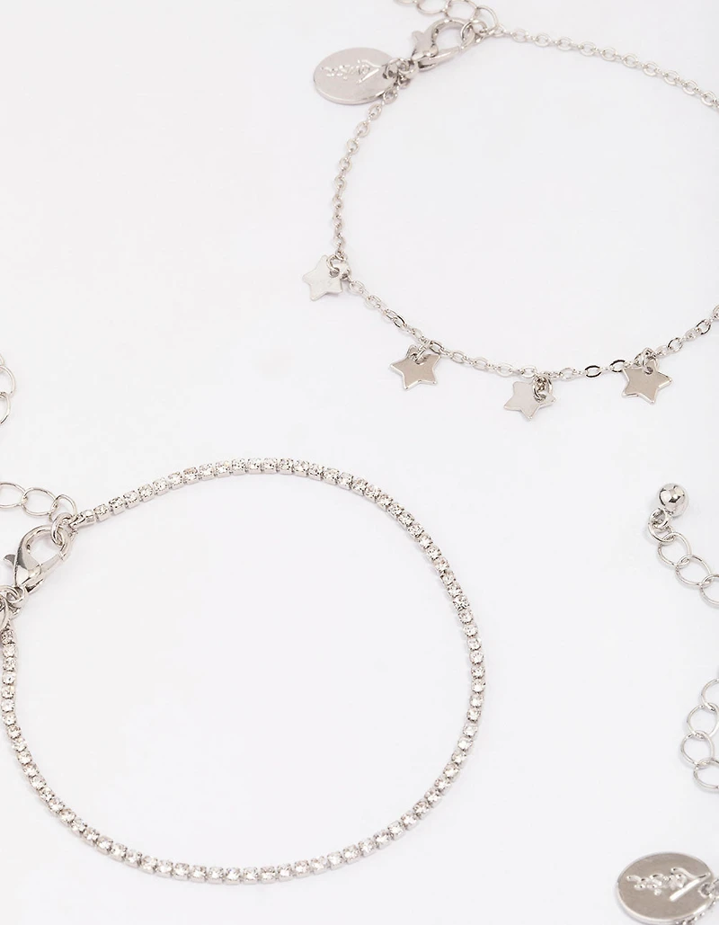 Silver Mini Star Bracelet 4-Pack