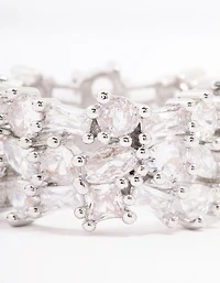 Silver Mixed Stone Cubic Zirconia Band Ring