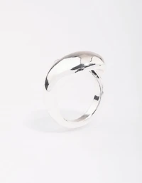 Anneau cocktail gonflé plaqué argent