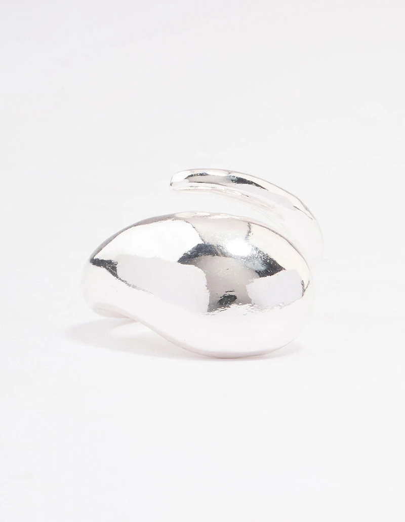 Anneau cocktail gonflé plaqué argent