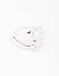 Silver Mixed Stone Trio Cubic Zirconia Ring