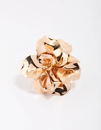 Bague fleur en métal doré