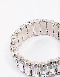 Silver Rectangular Stone Stretch Bracelet