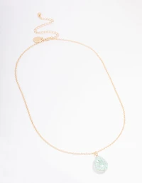 Gold Resin Flower Pendant Necklace