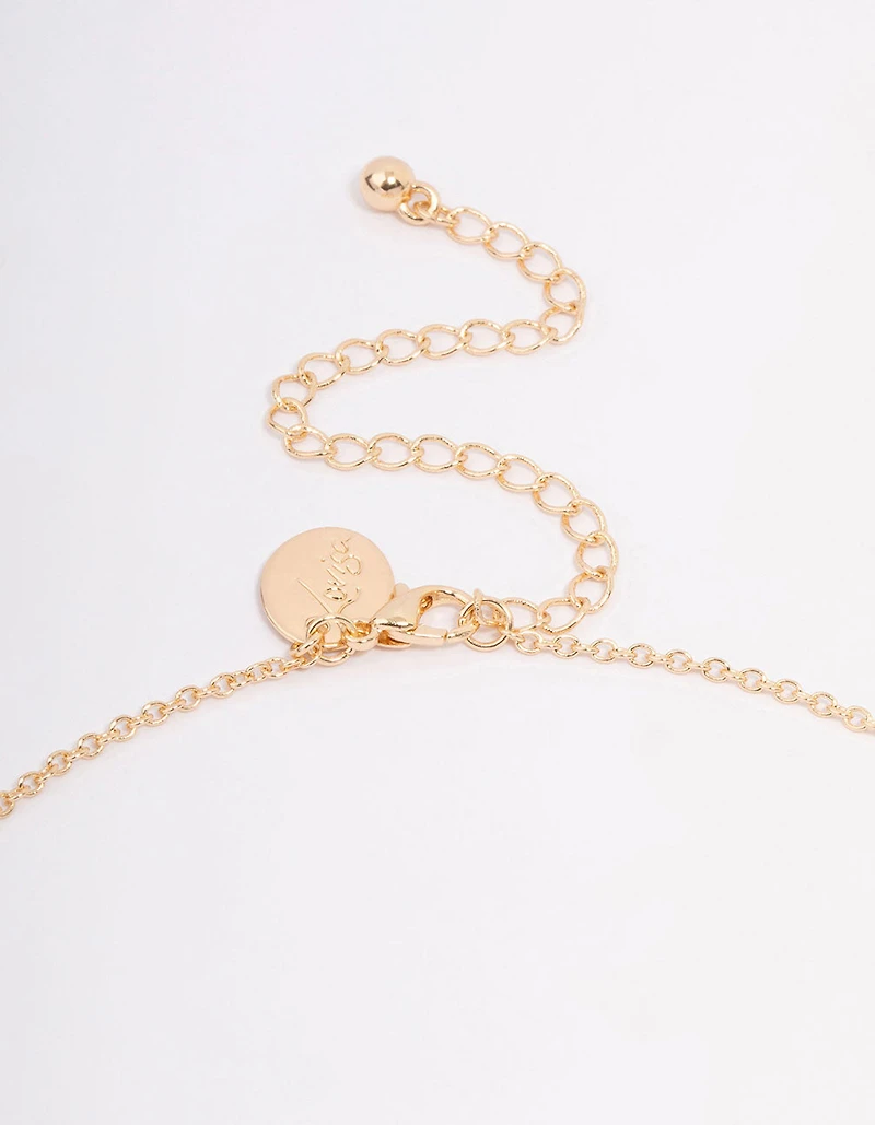 Gold Pink Resin Flower Pendant Necklace