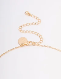 Gold Pink Resin Flower Pendant Necklace