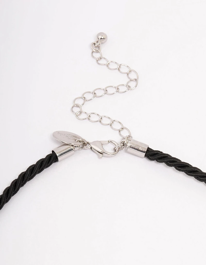 Silver Metal Heart Cord Necklace