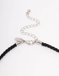 Silver Metal Heart Cord Necklace