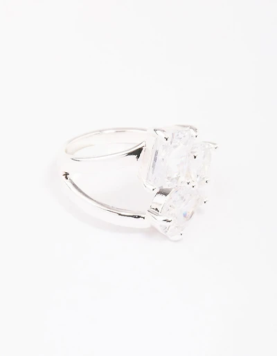 Silver Mixed Stone Trio Cubic Zirconia Ring