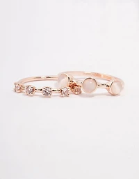 Rose Gold Multi Stone Ring Stack Pack