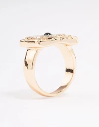 Gold Square Evil Eye Cocktail Ring