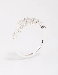 Silver Plated Graduating Cubic Zirconia Wrap Ring