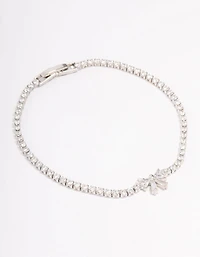 Silver Cubic Zirconia Round Bow Tennis Bracelet